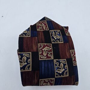 Vintage Guy Laroche Leave Leaf Abstract Print Black Red Silk Tie 56 X 3in